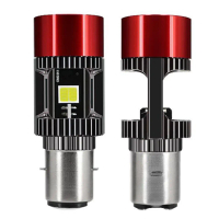 ไฟหน้ามอเตอร์ไซค์ LED แบบ H4 BA20D สีฟ้า พร้อมพัดลม กำลังสูง 3570