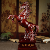 馬到成功奔馬 新中式客廳紅木雕刻工藝品擺件 實木質12十二生肖馬