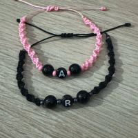Gelang Couple, Gelang Tali Serut Giok Inisial Nama, Bisa Request Warna