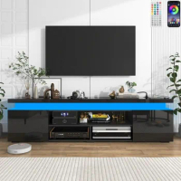 US 66-inch /75-inch LED TV stand is suitable for 75-inch/85-inch TV, modern high-gloss entertainment center-