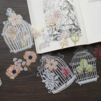 34pcs Gold Secret Garden Birdcage Bird Flower Style Sticker Scrapbooking DIY Gift Packing Label Decoration Tag