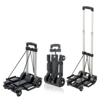 Foldable Trolley Aluminum Alloy Trolley Car Home Pull Goods Portable Supermarket Shopping Luggage Trolley Car Luggage Trolley