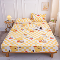 Cartoon Quilted Bedsheet Winnie the Pooch Mattress Protector Cover for Kid Animal Fitted Bed Sheet with Rubber Cadar Single Queen King Size 卡通小熊维尼床笠