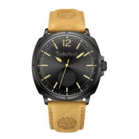 【Timberland】男款 WILLISTON系列 馬術師腕錶 皮帶-黑/小麥黃44mm(TDWGA0010601)