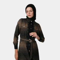 Abaya Hikmat Fashion C4924 Original Brown dan White