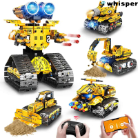 [Hot]HOGOKIDS 5 In 1 Rechargable Robot Building Set-App&2.4GHZ Remote Control Bulldozer Tech Sleigh 