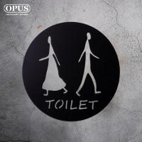 【OPUS 東齊金工】廁所標示牌-圓形款TOILET/戶外WC洗手間指示牌(SB-to02B 邂逅_鏤空黑)