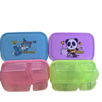 Lunch Box Halona/Kotak Makan Transparan Sunrise / Ompreng Gambar/Ompreng Sekat 3/ Ompreng Anak Sekol