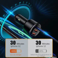200W USB C Car Charger 3-Port 100W Fast Charging + 65W Supervooc 2.0 +PD 36W Quick Charger For IPhone 13 HONOR OPPO N6E5