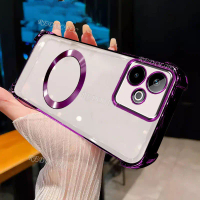 เคสสำหรับ Realme GT 7T, เคสกันกระแทกแบบแม่เหล็ก, โปร่งใส, พร้อมแหวนแม่เหล็ก, ดีไซน์ใหม่ 2025, เคสใส,