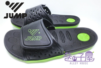 【巷子屋】JUMP 將門 男款透氣排水可調一片式運動拖鞋 [028] 黑綠 MIT台灣製造 超值價$298