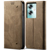 Jeans Cloth Denim Pattern Wallet Flip Case For OPPO A79 Frosted Matte Book Coque