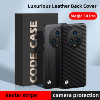 For Honor Magic 5 Pro Luxury PU Vegan Leather Shockproof Bumper For Honor Magic 5 4Pro Huawei P60 Hard Kevlar Back Cover