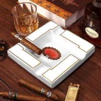 Cigar Ashtray Large Ceramic 4 Slot Tray Creative Luxury Cigar Ashtray Desk Home Office Ashtray Smoking Accessories