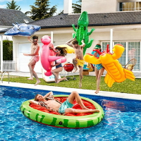 游泳圈 救生圈 氣球 INTEX成人水上坐騎火烈鳥游泳圈玩具兒童獨角獸浮排泳池充氣浮床【MJ20788】
