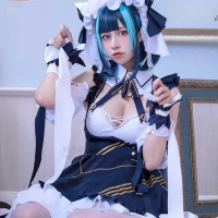 Kostum Cosplay Pelayar Berat, Azur Lane, Pakaian Surirumah, dengan Telinga Kucing, Sesuai untuk Pemb