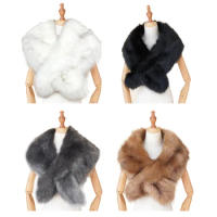 Women Faux Fo x Fur Collar Shawl Furry Fur Collar For Winter Coat Hood Fur Decor Fake Fur Scarf Parkas Coat Fur Collar Scarves