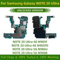100% Tested For Samsung Galaxy Note 20 ultra 4G N980F Unlocked Motherboard With Chips Logic Board Note 20 ultra 5G N981B N981U