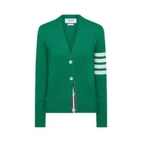 [5.5UPER DEALS] Thom Browne 4-Bar Cashmere Classic V-Neck Cardigan Dark Green 40 Green