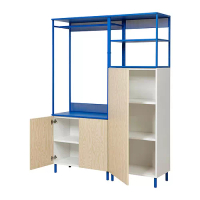 PLATSA 三門衣櫃/衣櫥, 白色 kalbåden/藍色, 140x42x191 公分