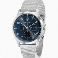 【MASERATI 瑪莎拉蒂】瑪莎拉蒂男錶型號R8873625003(寶藍色錶面銀錶殼銀色米蘭錶帶款)