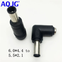 10pcs 5.5*2.1 Female to 6.0*4.4 Male AC DC Power Adapter Plug Connector dc jack tip Notebook Laptop for Sony 90 degree AQJG