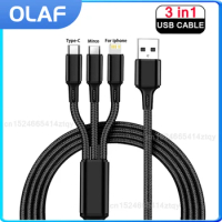 OLAF 3 in 1 Type C Cable for Samsung S20 S10 Xiaomi Mi 9 USB C Charging Cable for iPhone 12 X 11 Pro Max Charger Micro USB Cable