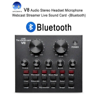 [พร้อมส่ง] V8 Audio Stereo Headset Microphone Webcast Streamer  Sound Card -(Bluetooth)-(รุ่นไหม่) V
