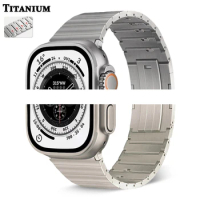 Luxury Titanium Bracelet For Apple Watch Ultra2 49mm Series 9 41mm 45mm 40mm 44 42 38mm Link Bracelet For iWatch 8 7 6 5 4 Strap