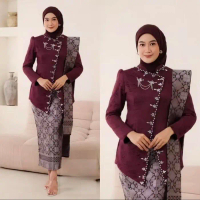 ElEN - Set Kebaya Janggan Modern Brokat Cornelli Wisuda Lamaran kondangan Atasan Wanita Dan Rok Son