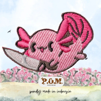 IRON PATCH BORDIR - ANIMALS EDITION - SALAMENDER / SALAMANDER / AXOLOTL - Emblem Badge - 6.3 x 4 cm
