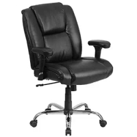 Black LeatherSoft Ergonomic Task Office Chair 400 lb. Capacity Adjustable Height Arms Contemporary Design Home &amp; Use