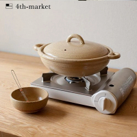 【好拾物】4TH MARKET 日本製 9號湯鍋 燉煮湯鍋 火鍋 日式陶鍋 土鍋 2200ML(咖啡色)