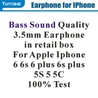 1000pcs/lot Wholesale 3.5mm Bass Sound Quality Earphone With Remote Mic Volume Control For iPhone 5G 6G 6Plus 100% Test