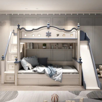 Children's bunk beds two floors bunk bed Solid wood high and low bed multifunctional sister bed mother bed double bed