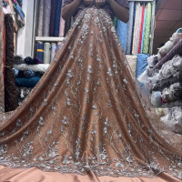 Kain Tile Bordir Sakura Two Tone / dua warna - Bahan Kain Brokat Bridesmaids Meteran, Kain Tulle Bor
