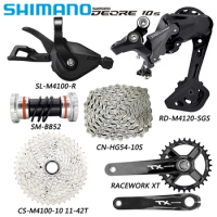 SHIMANO DEORE M4100 Groupset 1X10 Speed M4120 Derailleurs for MTB Bike Racework XT Crankset CN-HG54-10 Chain BB52 Bicycle Parts