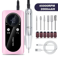 Mesin Bor Kuku Elektrik 45000RPM Kikir Kuku Portabel Isi Ulang Kit Bor Kuku Elektrik DIY Pink