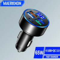 65W USB Car Charger Fast Charging Type C Car Phone Charger Adapter QC 3.0 For Iphone 14 15 Pro Xiaomi 13 Samsung Huawei Oneplus