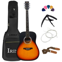 6 Strings 21 Frets Acoustic Guitar 41 Inch Basswood Body Folk Guitarra with Bag Capo Strings Picks Guitar Parts &amp; Accessories