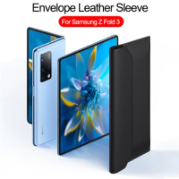 For Samsung Galaxy Z Fold 3 2 5G Fold3 Case Cowhide Sleeve Folding Genuine Leather Wallet Protection Pouch Bag Fundas Capa