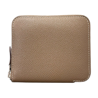 【二手名牌BRAND OFF】HERMES 愛馬仕 大象灰 Epsom皮革 Azap Silk 絲巾 拉鍊短夾 Y刻
