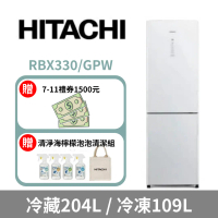 【HITACHI 日立】313公升變頻琉璃兩門冰箱RBX330泰製-琉璃白