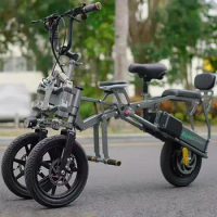 Two Seater Lightweight Folding 3 wheel Electric Trike Tricycle Scooter