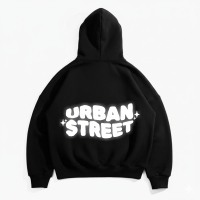 SEPASTUSH Hoodie Boxy Crop Reflective Oversize Urban Street - Black Hoodie pria