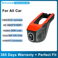 Grecoreal 2K 4K Wifi Dash Cam for All Car Universal Front Rear Dash Camera Dual DVR Car Video Recorder Easy Install Dashcam