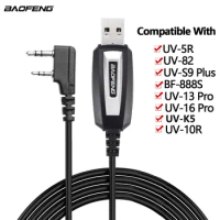Baofeng USB Programming Cable With Driver CD for BaoFeng UV-5R UV-K5 BF-888S UV82 UV-S9 PLUS UV-13 16 17 21 PRO Walkie Talkie