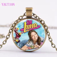 2020 Hot Sale Soy Luna Glass Pendant Necklace Soy Luna Vintage Silver/Bronze/Black color chain Necklace Gift For Children