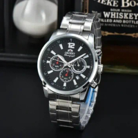 Top AAA Original Orient- Watches Mens Business Full Stainless Steel Automatic Date Watch Luxury Chronograph Sport Quartz Clock