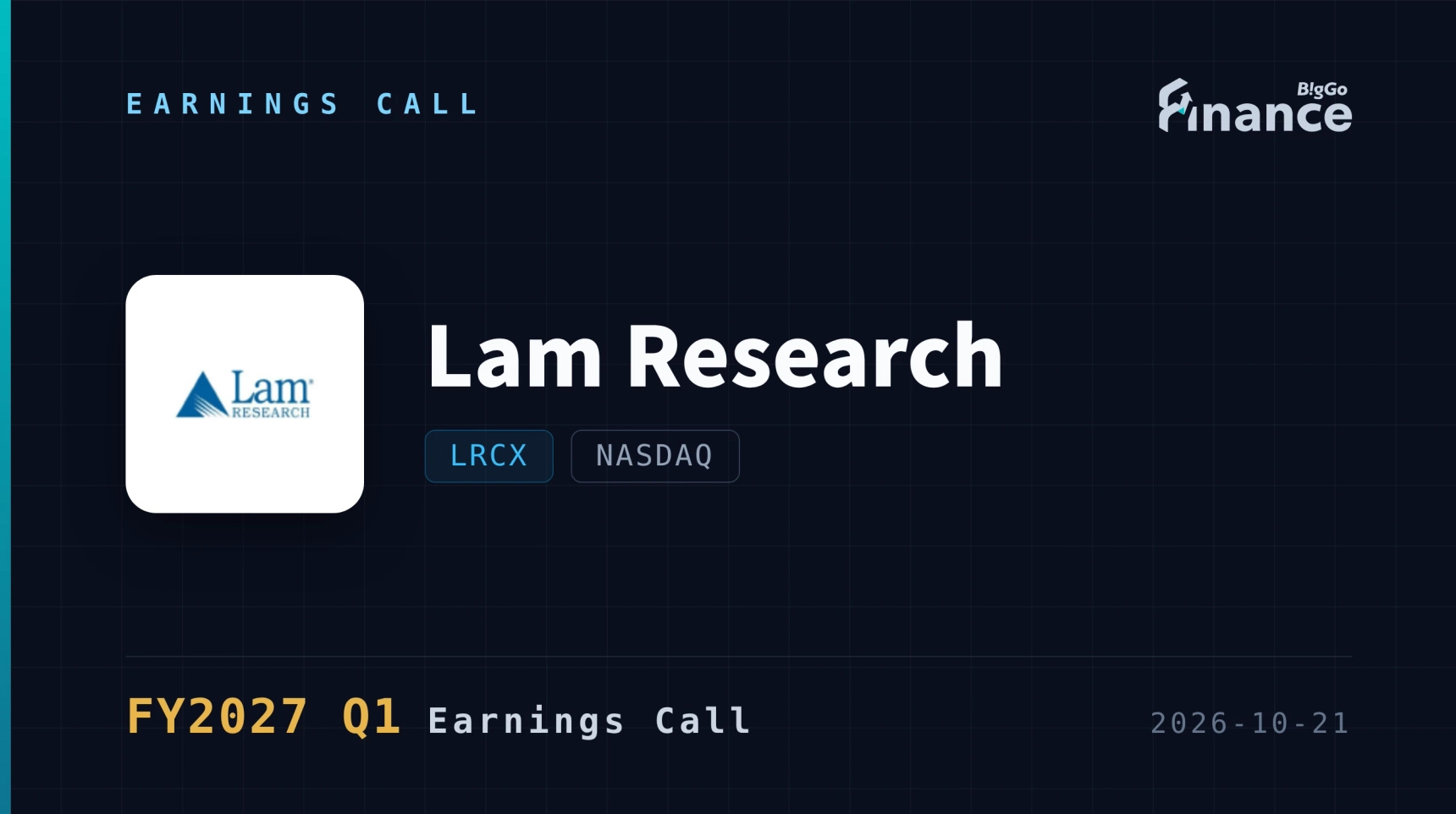 [Lam Research Q1 2027 Earnings Call] Lam Posts Record $8.22B Revenue, 40%+ Operating Margin; Sees 2027 WFE Above $200B as AI Supercycle Accelerates